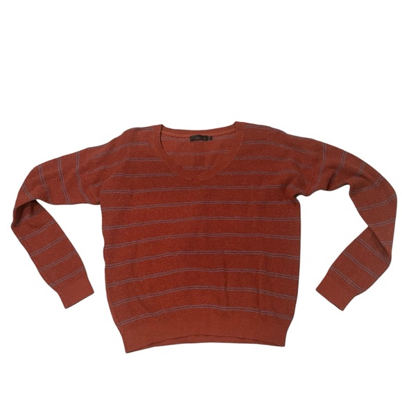 PrAna Milani V-Neck Lightweight Waffle Knit Striped Sweater - Picture 6 of 11